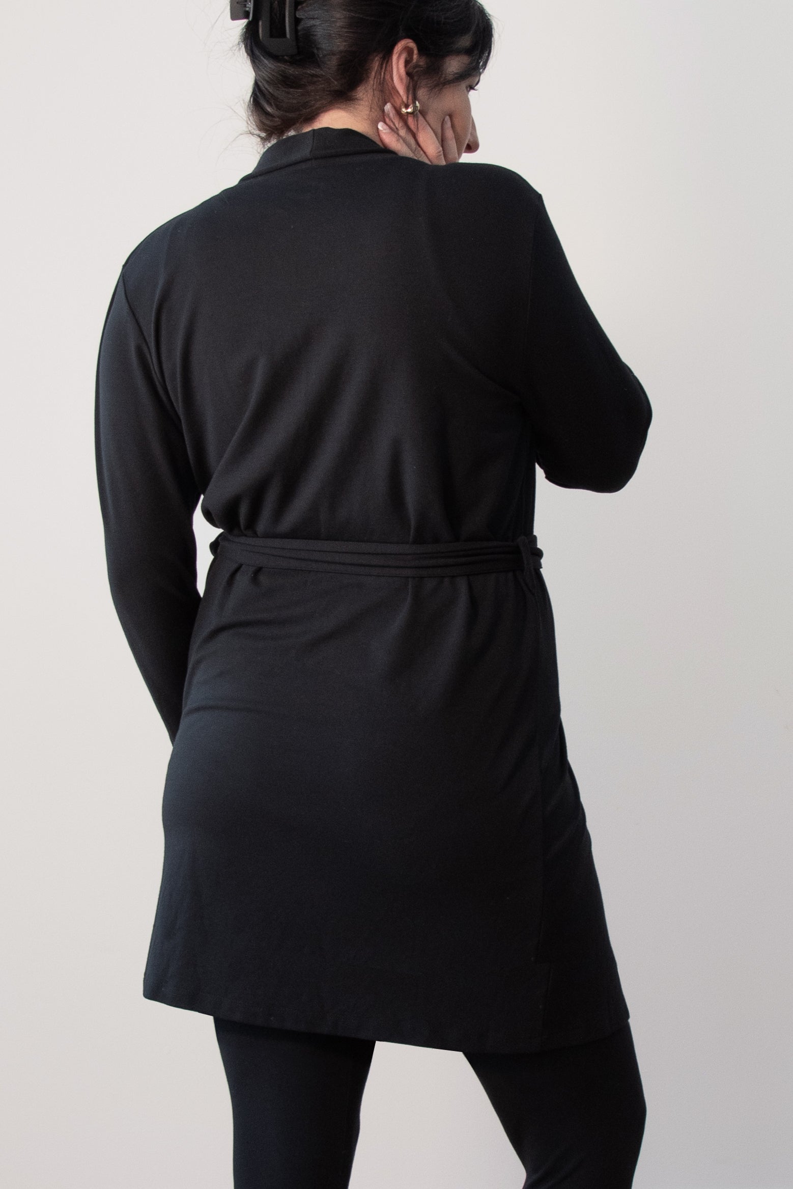 Peignoir mi-longueur — Fluide avec ceinture